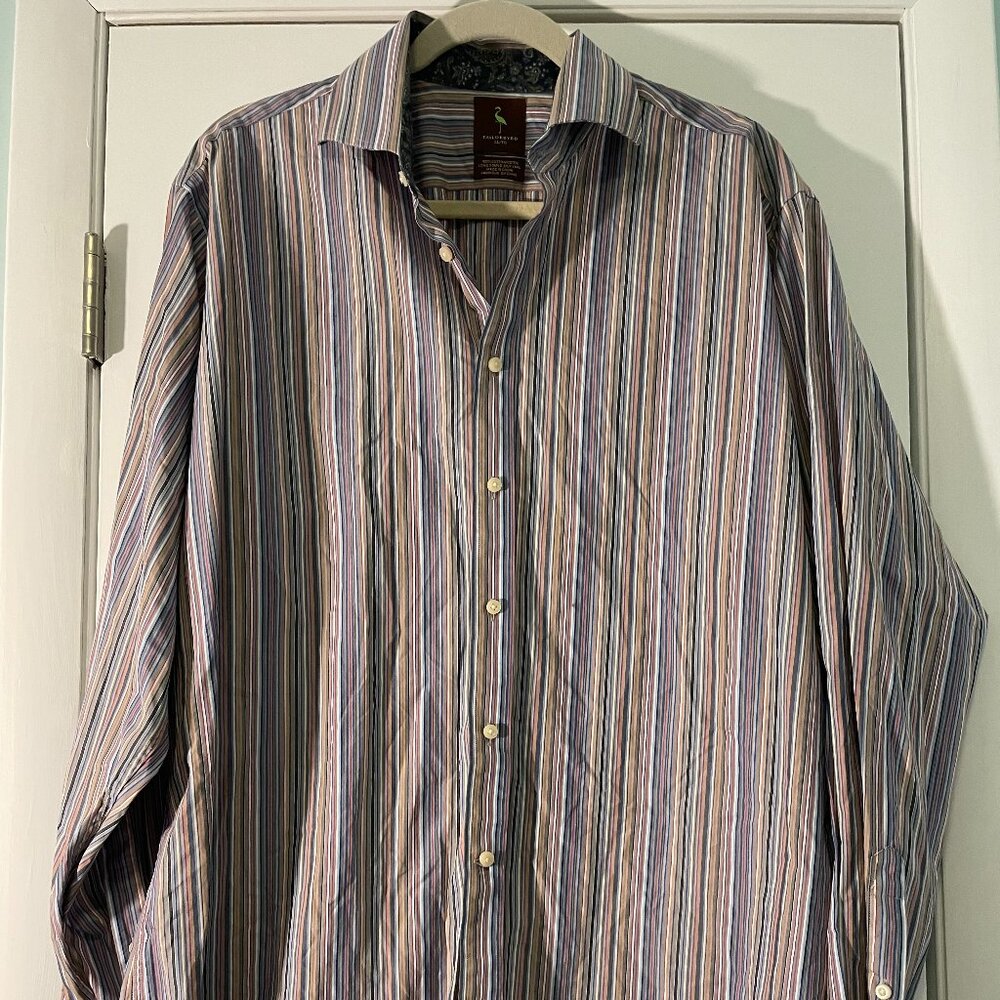 TailorByrd XL Striped Button Down Shirt w/ Paisley Contrast Cuffs
